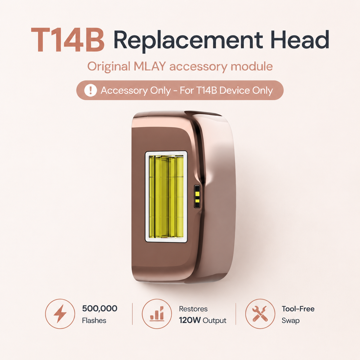MLAY T14pro Replaceable Lamp Heads with Skin Tone Recognition, 500,000 Flashes - For Face, Bikini, Acne Treatment & Skin Rejuvenation