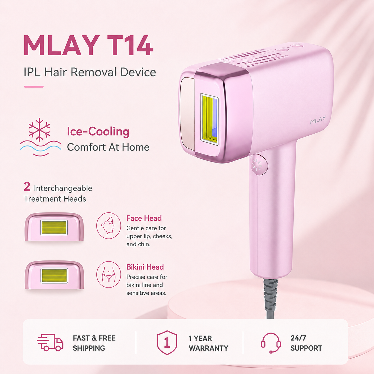 T14A Ice Cooling-High Energy Replaceable-Head IPL Device