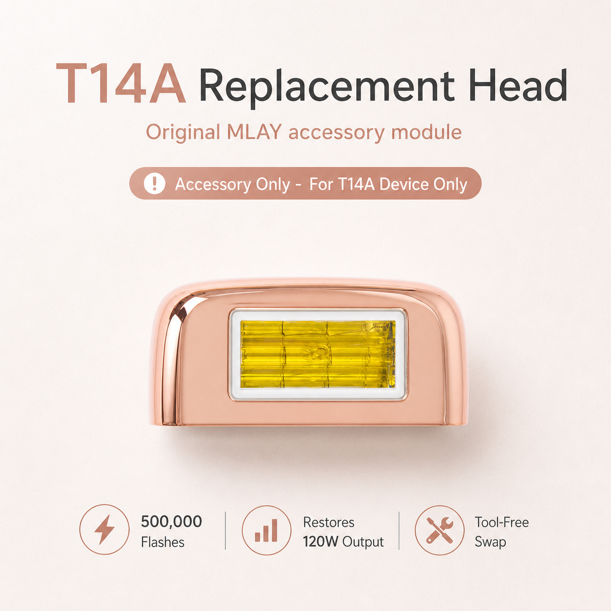 MLAY Replaceable Specified Lamp Heads for T14, 500,000 Flashes, for Face Bikini Acne Treatment Skin Rejuvenation, Not Compatible with T14B Pro