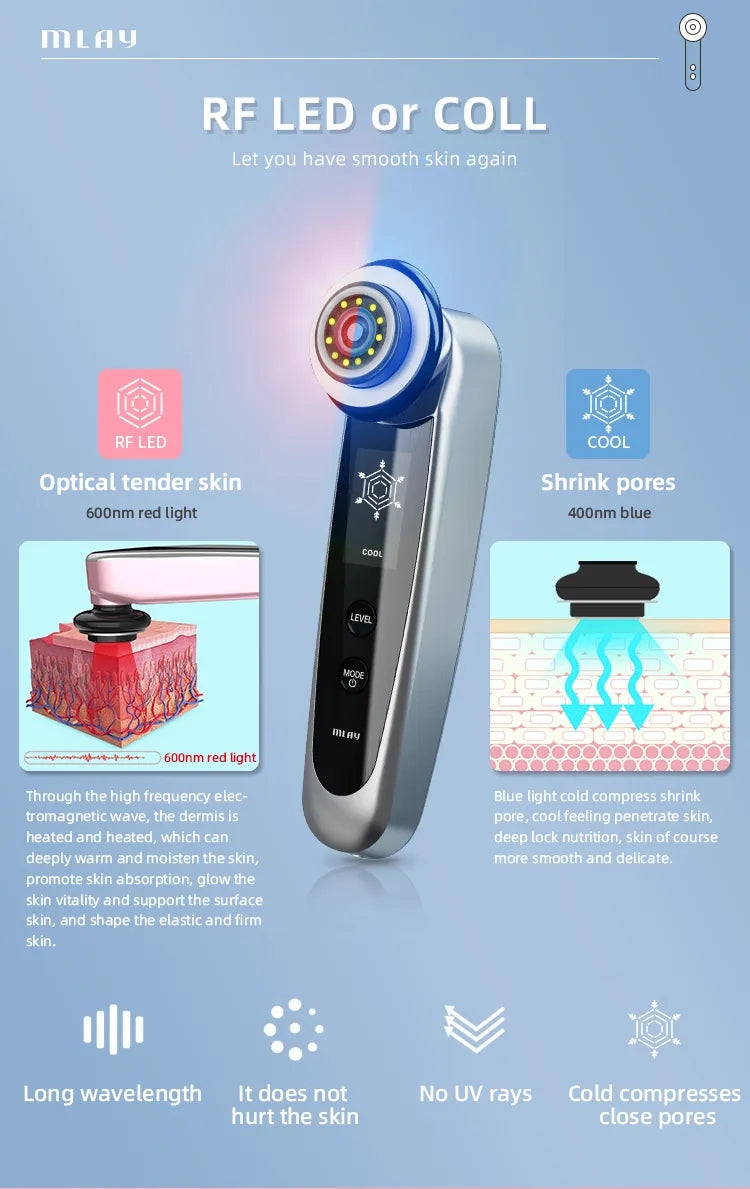 MLAY S3 Handheld RF Beauty Device - Wrinkle Remover, Face Lift & Skin Rejuvenation