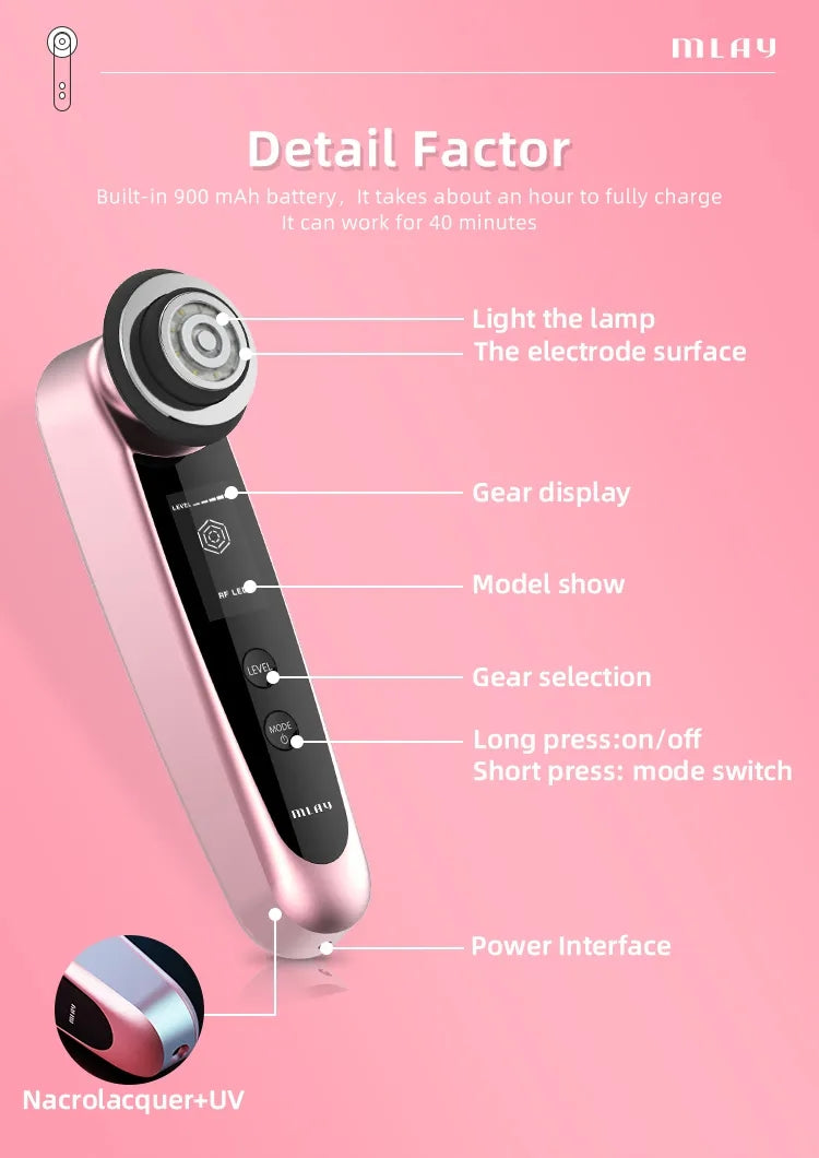 MLAY S3 Handheld RF Beauty Device - Wrinkle Remover, Face Lift & Skin Rejuvenation